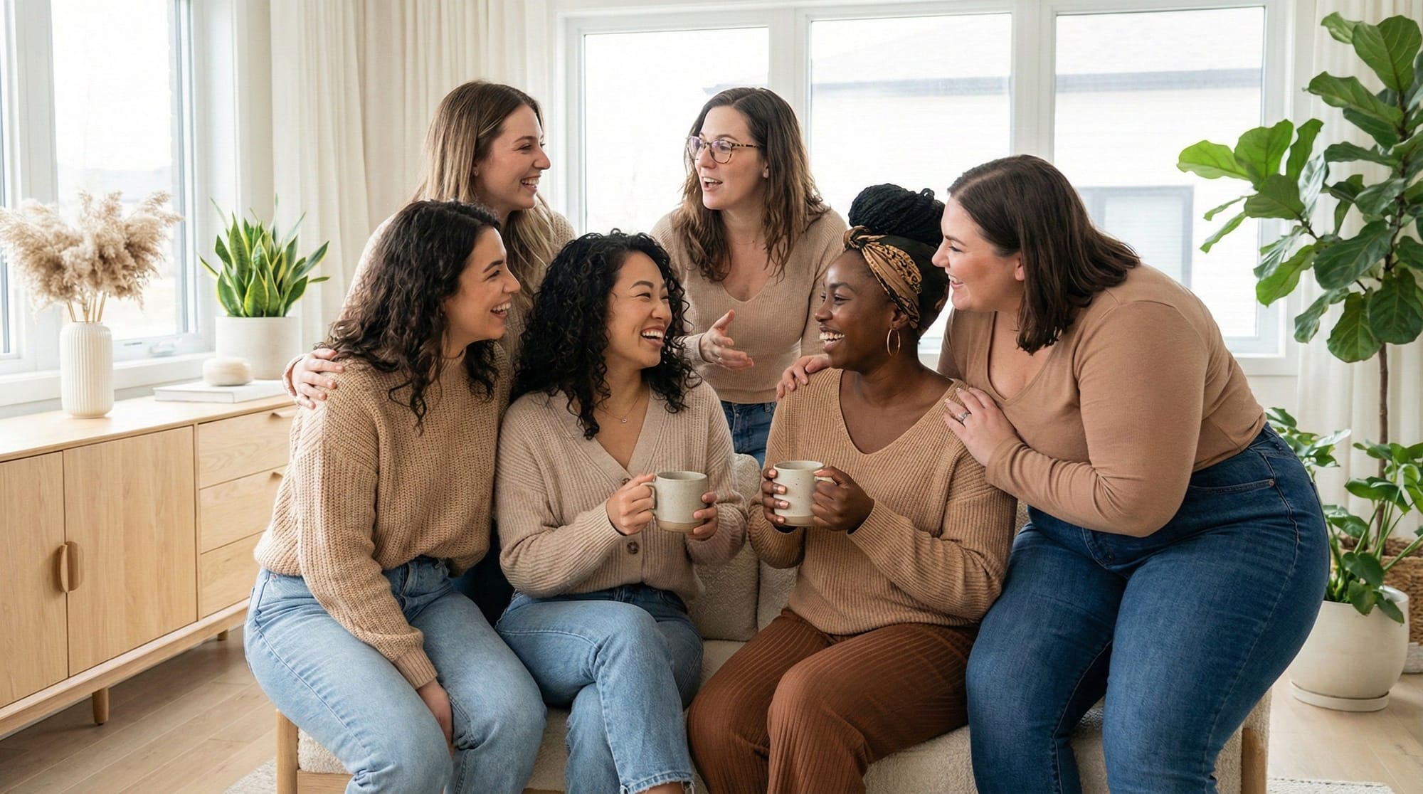 a Diverse group of women together chatting