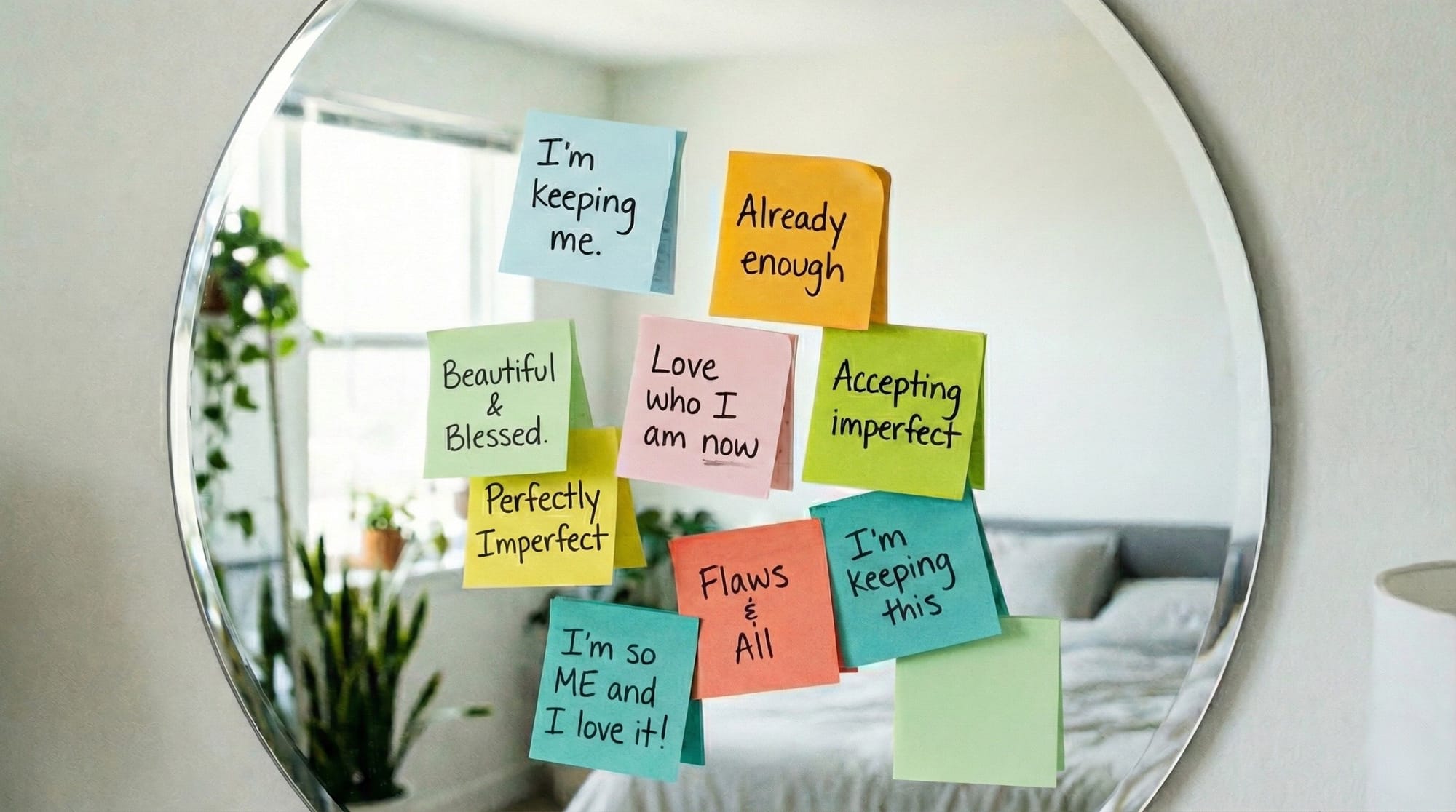 a Sticky notes with positive affirmations
